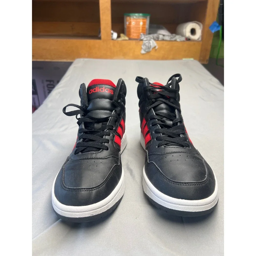 Adidas Hoops 3.0 Mid Mens Sneakers Black Red ID9835 Basketball Shoes Size 8